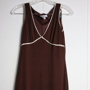 Brown Y2K Tank Dress Fairycore Cottagecore Light Academia Beige Women's M/L